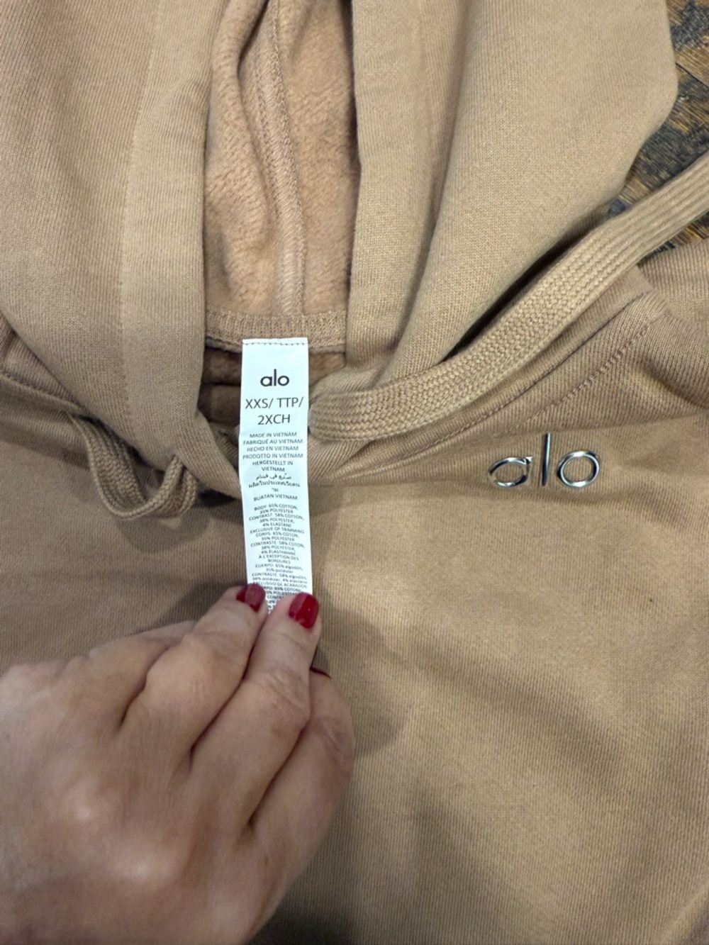 Alo Hoodie in Camel with Silver Logo